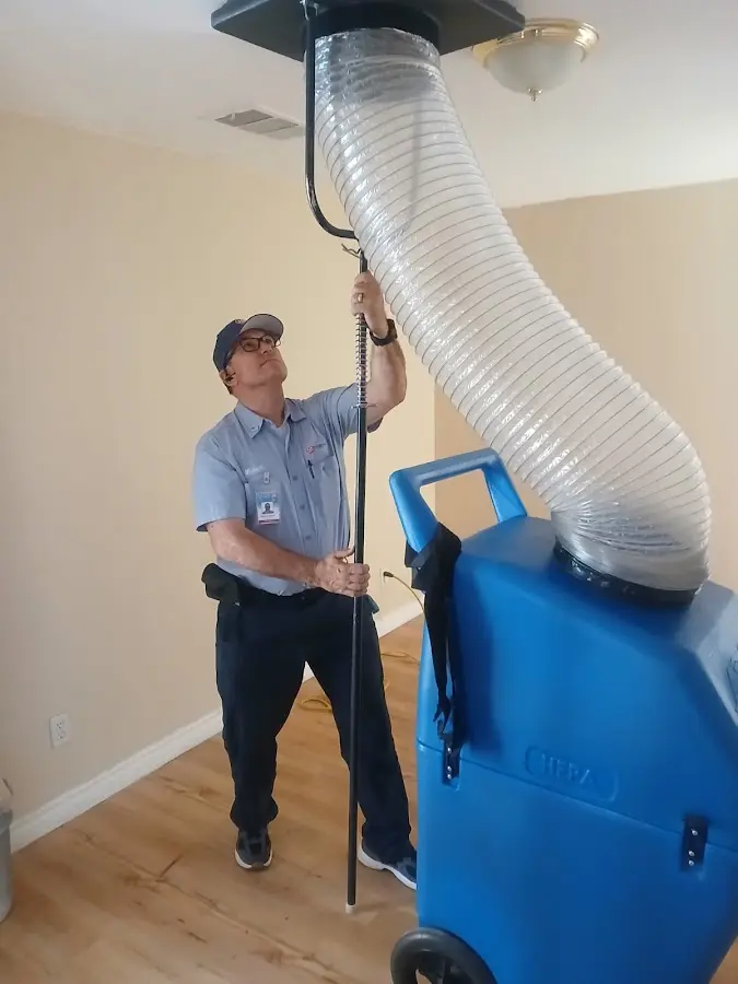 Mini Split Installation technician using HEPA equipment in Englewood Cliffs